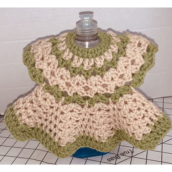 Vtg Crochet Dress Many Uses Potholder Trivet Wine Dish Bottle 8.5" Handmade - Picture 6 of 6